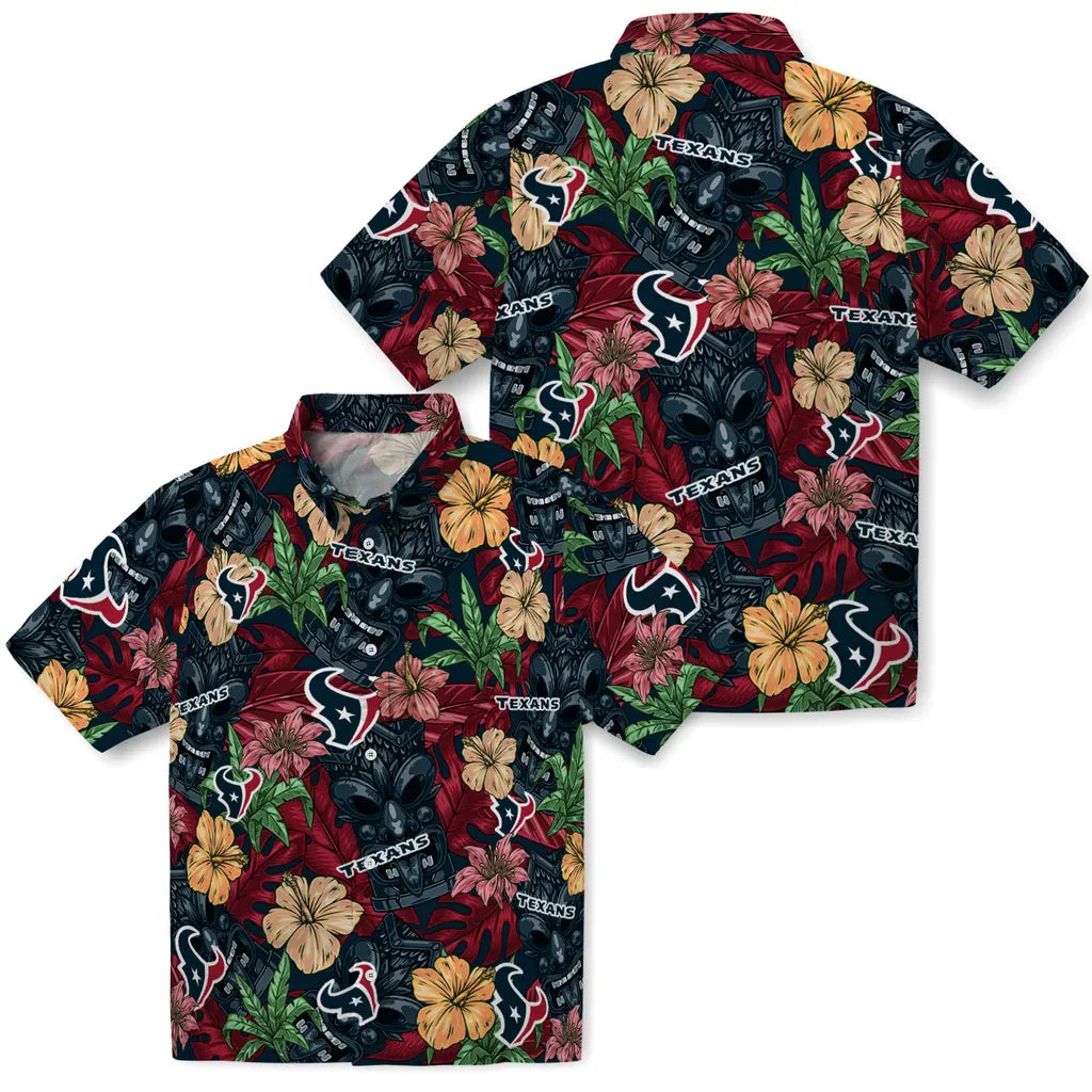 Houston Texans Hawaiian Shirt - Hibiscus Tiki Jungle | Moonbestprint