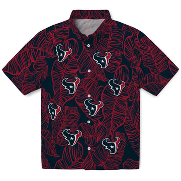 Houston Texans Hawaiian Shirt - Leaf Outline | Moonbestprint