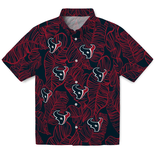 Houston Texans Hawaiian Shirt - Leaf Outline | Moonbestprint