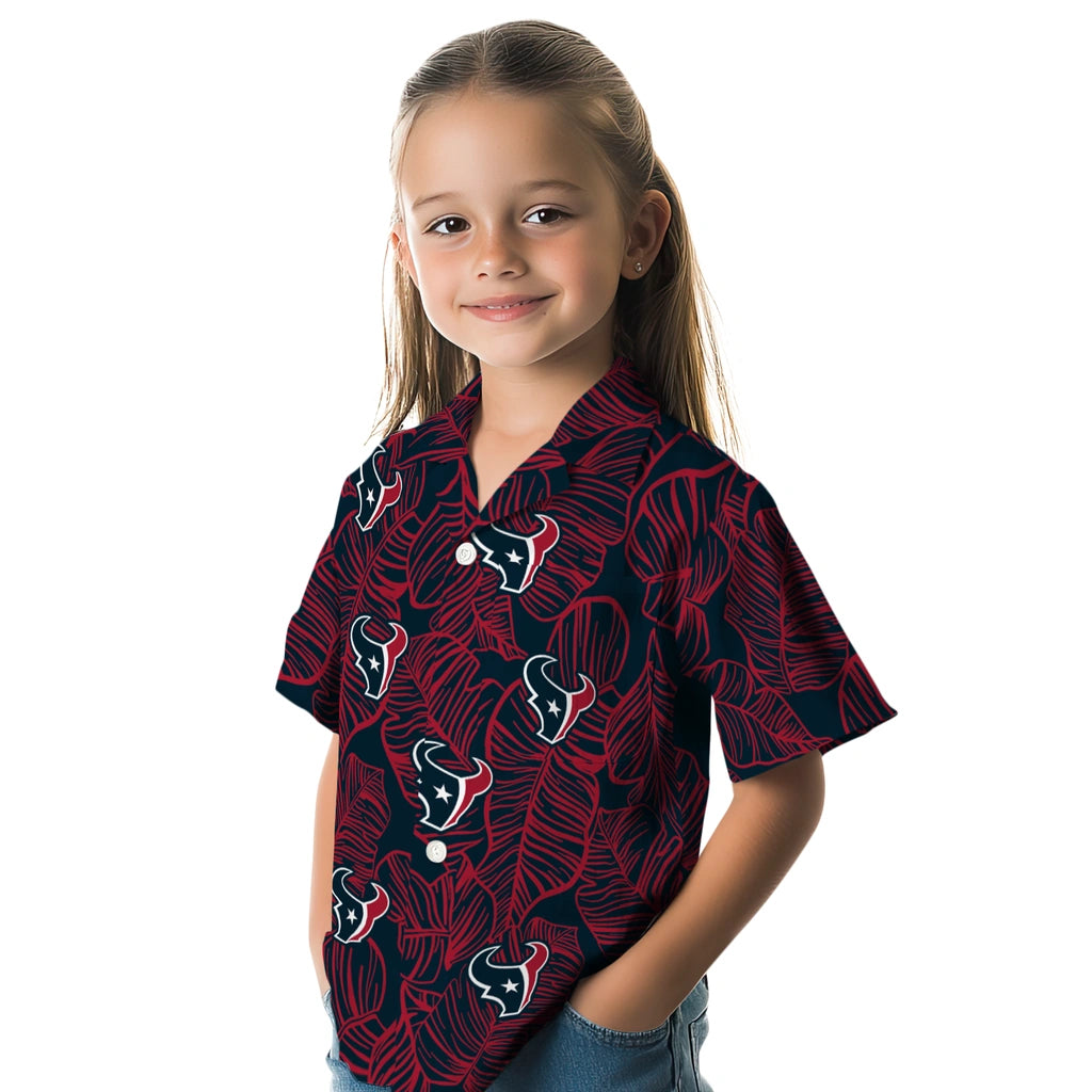 Houston Texans Hawaiian Shirt - Leaf Outline | Moonbestprint