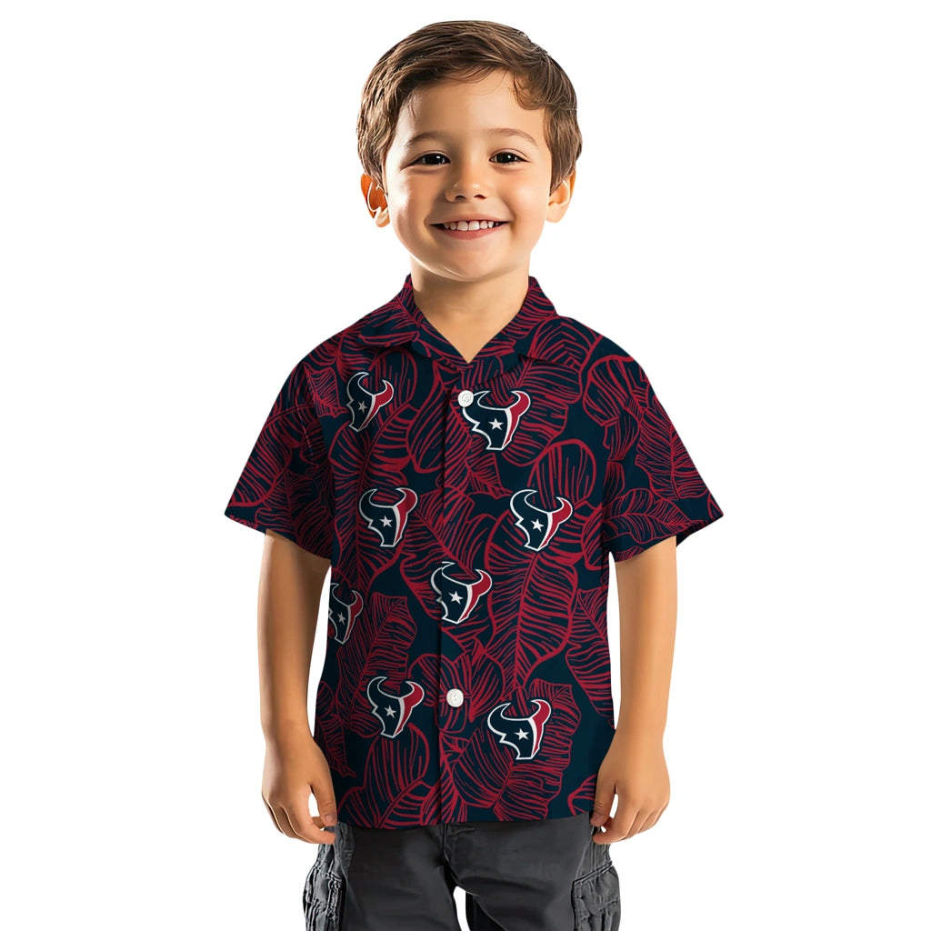 Houston Texans Hawaiian Shirt - Leaf Outline | Moonbestprint