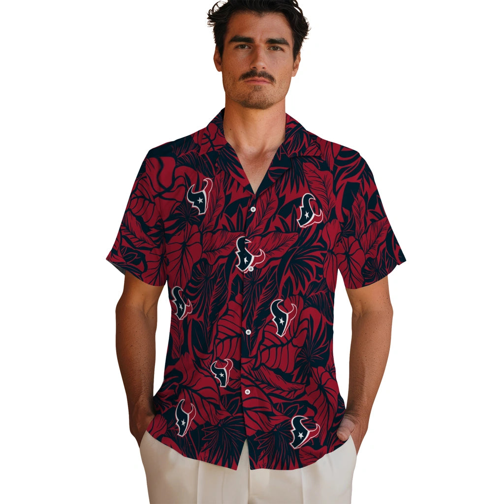 Houston Texans Hawaiian Shirt - Monstera Layer | Moonbestprint