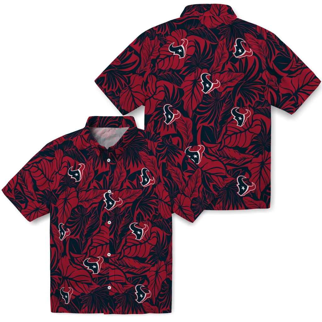 Houston Texans Hawaiian Shirt - Monstera Layer | Moonbestprint
