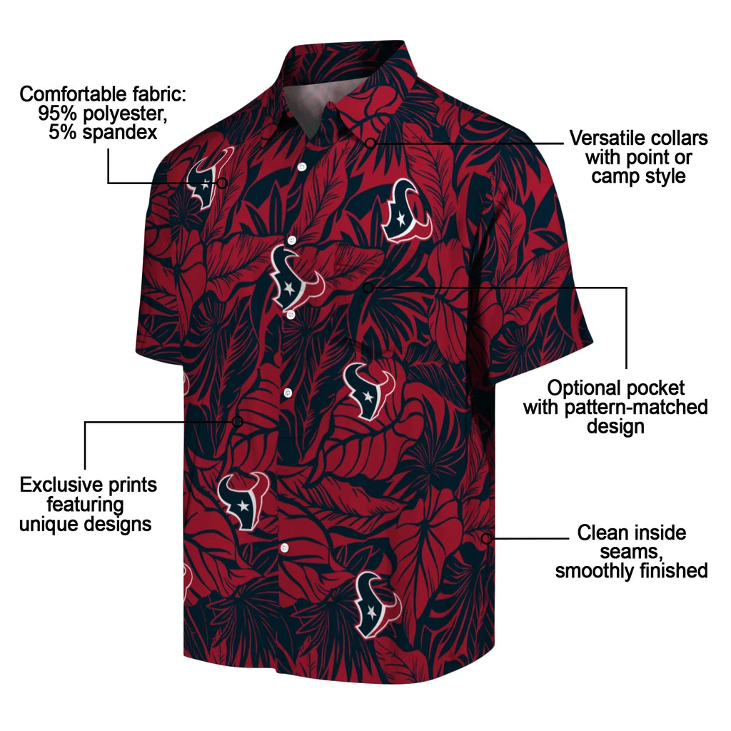 Houston Texans Hawaiian Shirt - Monstera Layer | Moonbestprint
