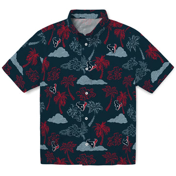 Houston Texans Hawaiian Shirt - Palm And Clouds | Moonbestprint