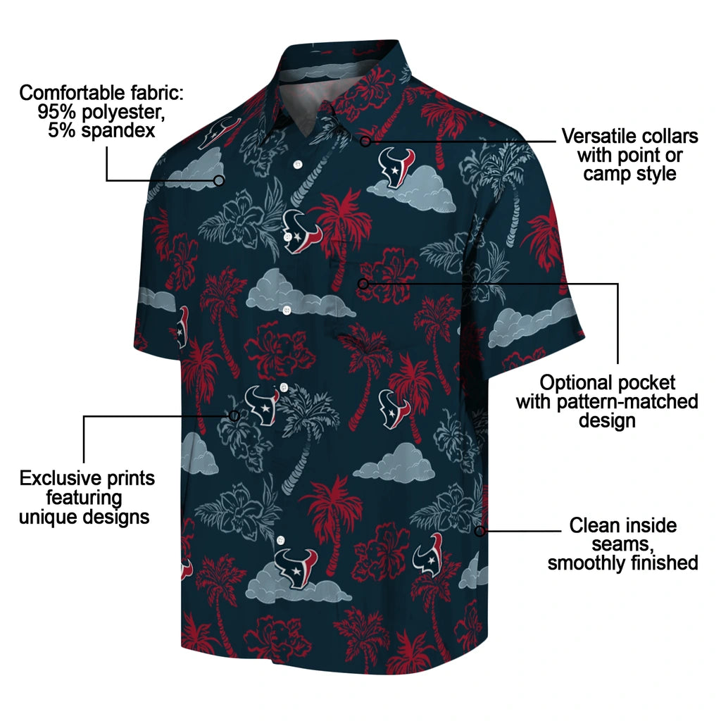 Houston Texans Hawaiian Shirt - Palm And Clouds | Moonbestprint
