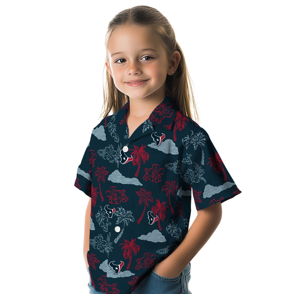 Houston Texans Hawaiian Shirt - Palm And Clouds | Moonbestprint