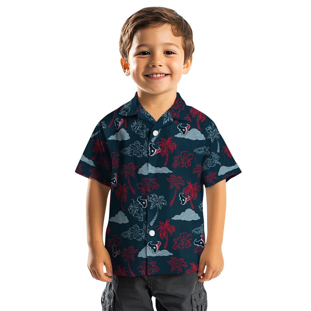 Houston Texans Hawaiian Shirt - Palm And Clouds | Moonbestprint