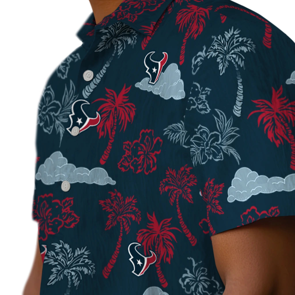 Houston Texans Hawaiian Shirt - Palm And Clouds | Moonbestprint