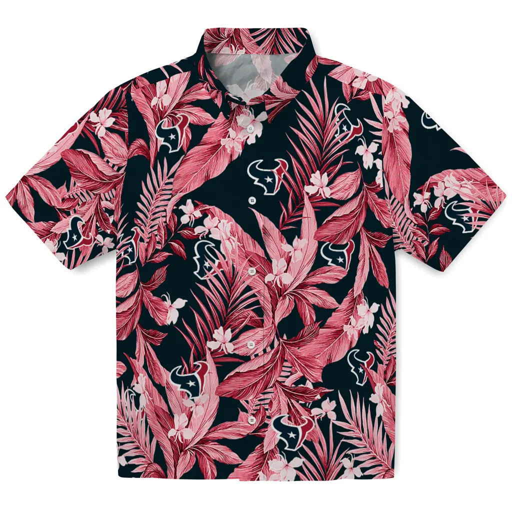 Houston Texans Hawaiian Shirt - Palm Leaves | Moonbestprint