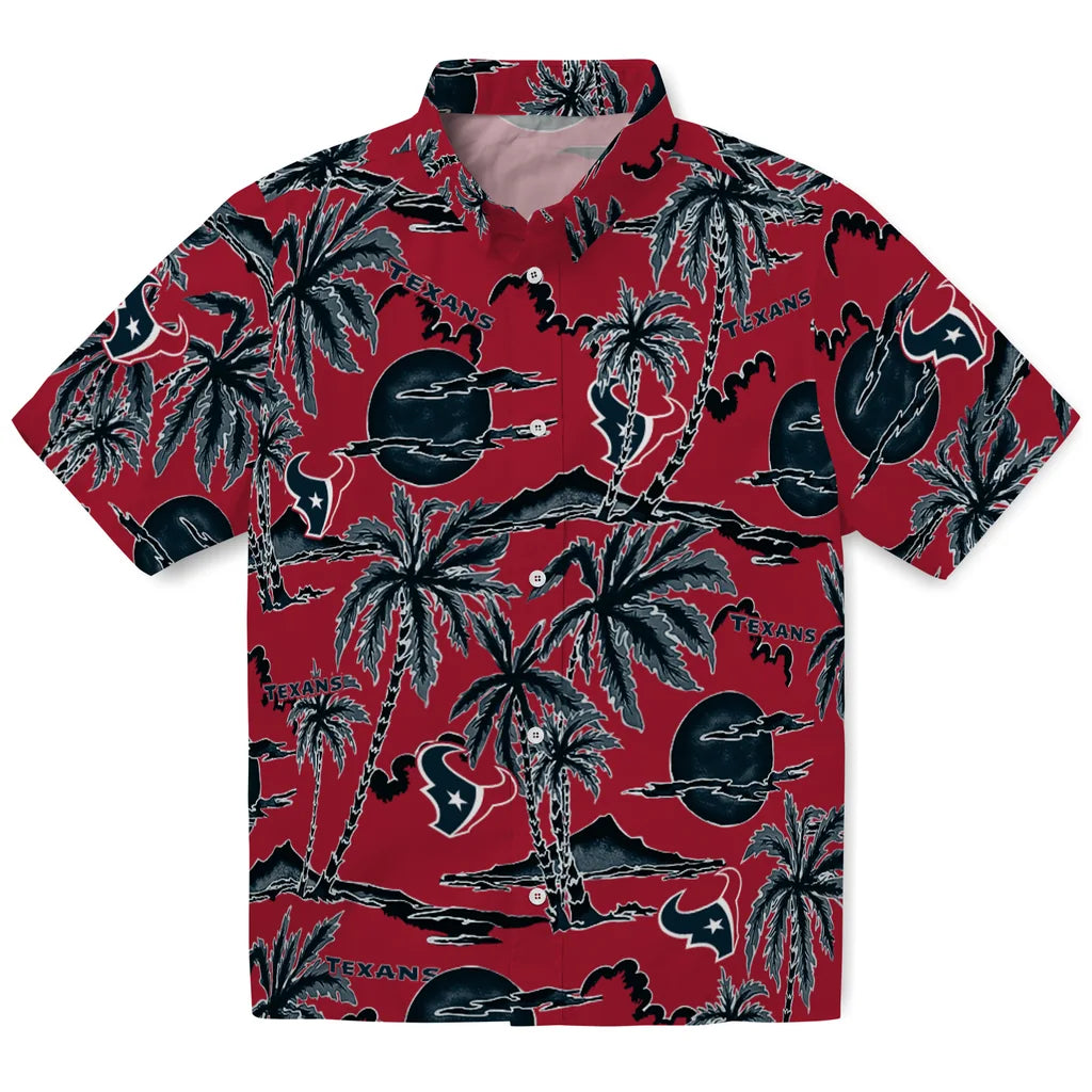 Houston Texans Hawaiian Shirt - Palm Sunset | Moonbestprint