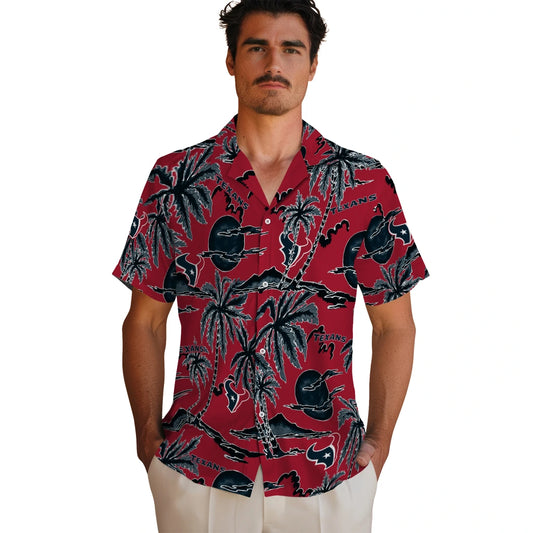Houston Texans Hawaiian Shirt - Palm Sunset | Moonbestprint