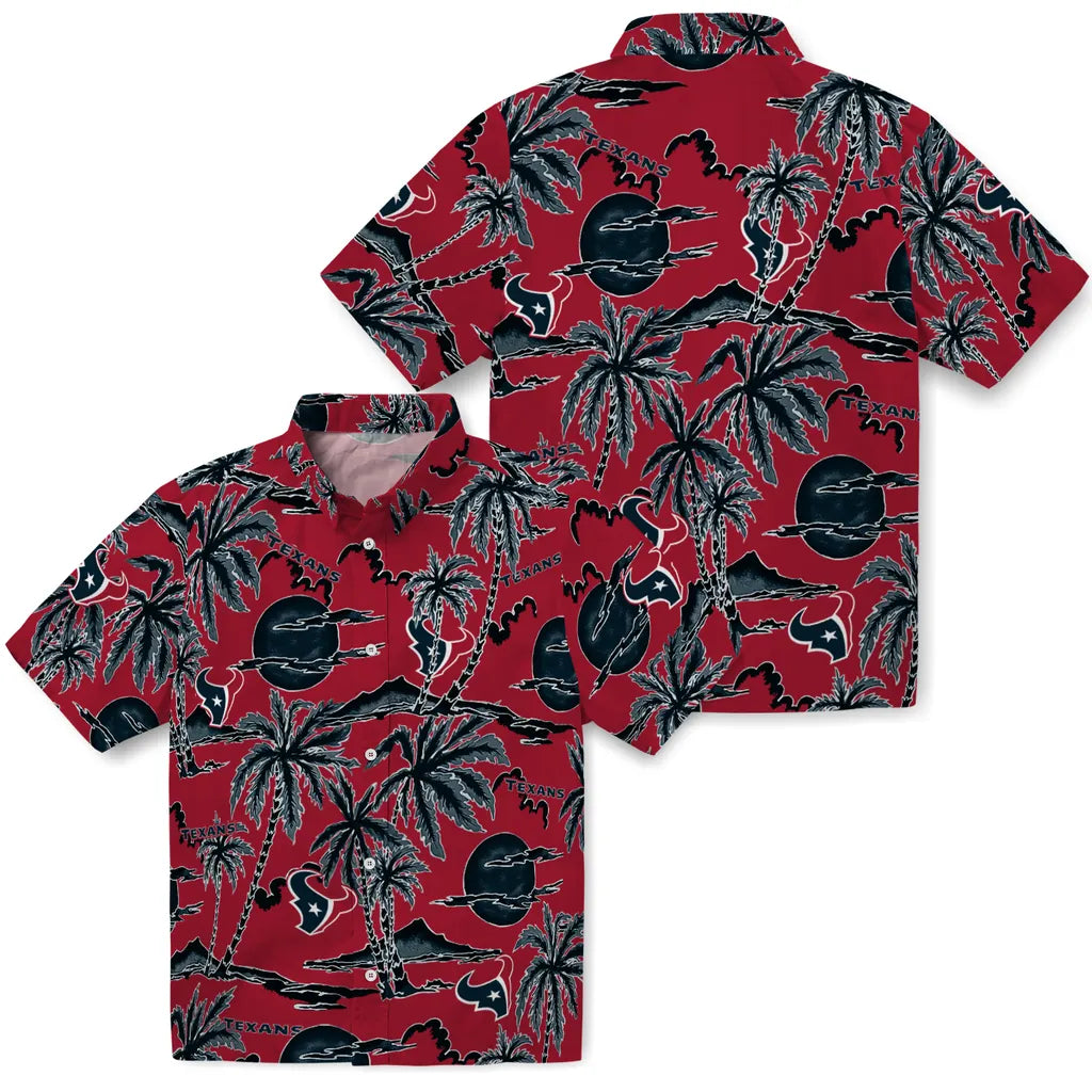 Houston Texans Hawaiian Shirt - Palm Sunset | Moonbestprint