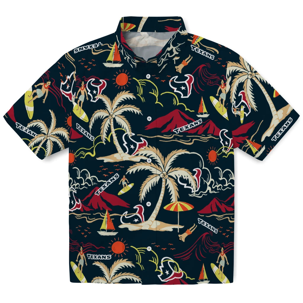 Houston Texans Hawaiian Shirt - Palm Tree Island | Moonbestprint