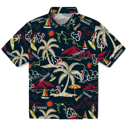 Houston Texans Hawaiian Shirt - Palm Tree Island | Moonbestprint