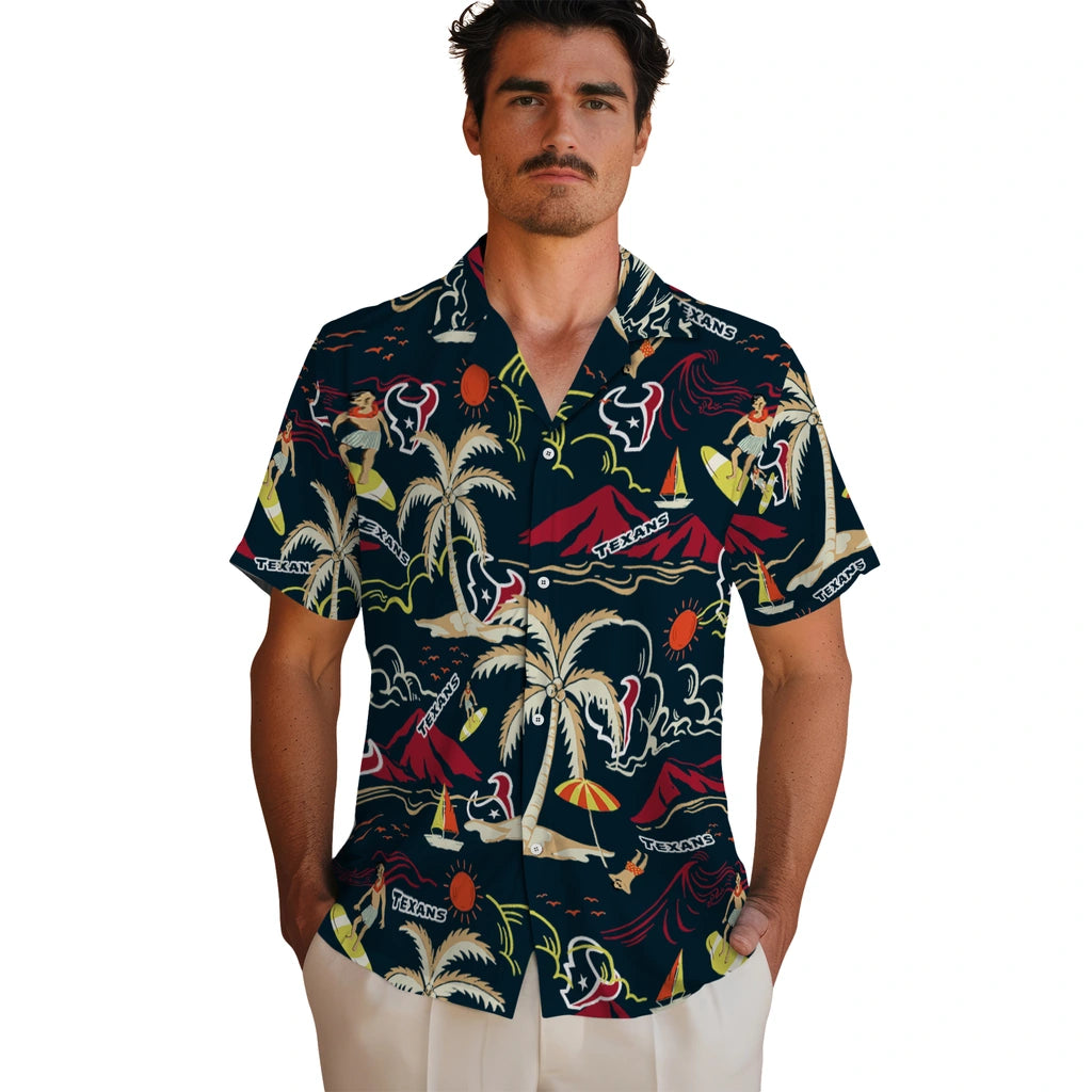 Houston Texans Hawaiian Shirt - Palm Tree Island | Moonbestprint