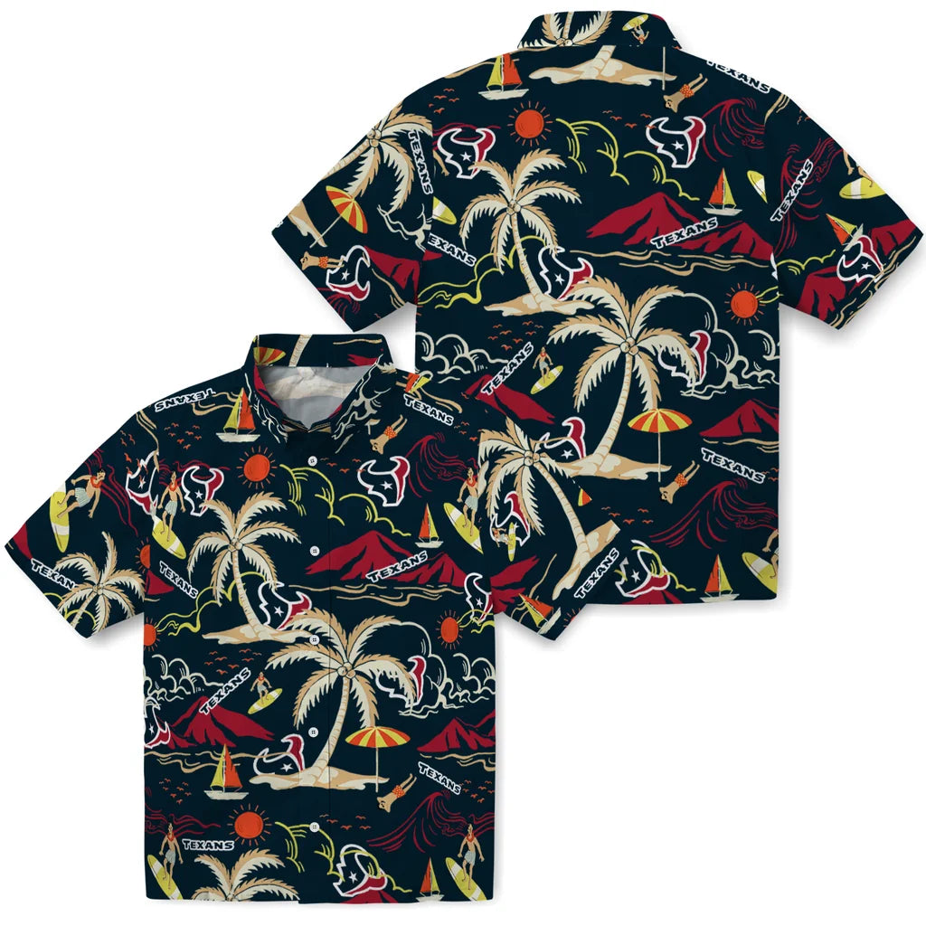 Houston Texans Hawaiian Shirt - Palm Tree Island | Moonbestprint