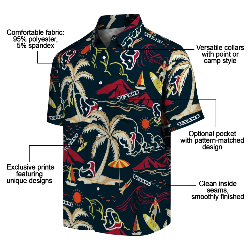 Houston Texans Hawaiian Shirt - Palm Tree Island | Moonbestprint