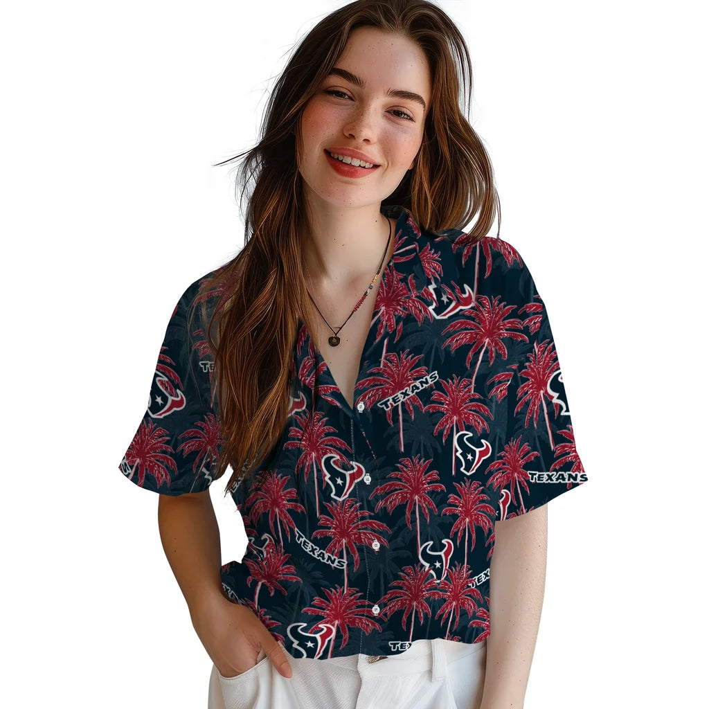 Houston Texans Hawaiian Shirt - Palm Tree Motif | Moonbestprint