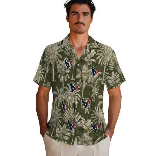 Houston Texans Hawaiian Shirt - Vintage Palm Tree | Moonbestprint