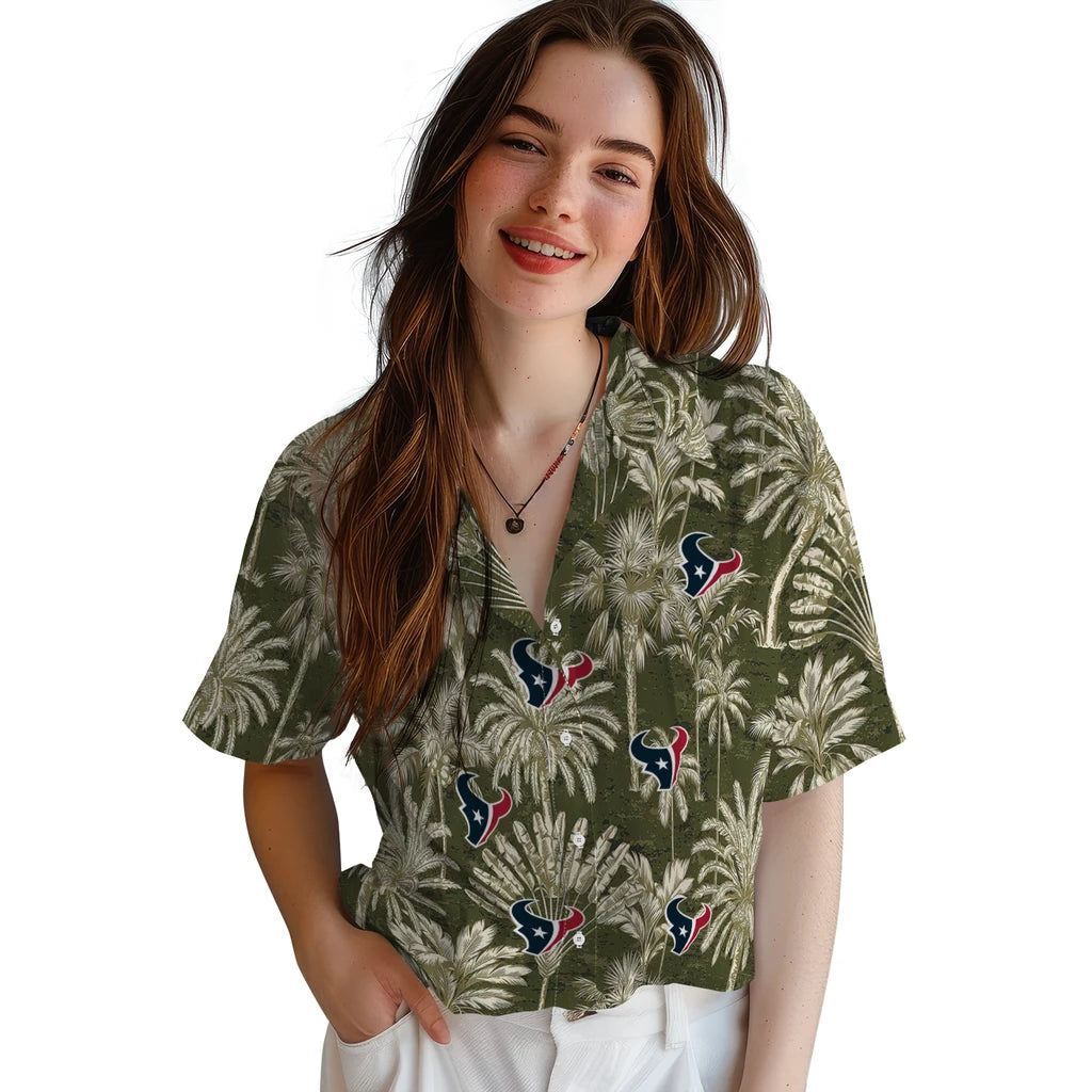 Houston Texans Hawaiian Shirt - Vintage Palm Tree | Moonbestprint