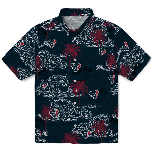Houston Texans Hawaiian Shirt - Wave Palm | Moonbestprint