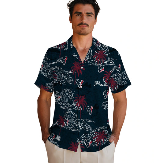 Houston Texans Hawaiian Shirt - Wave Palm | Moonbestprint