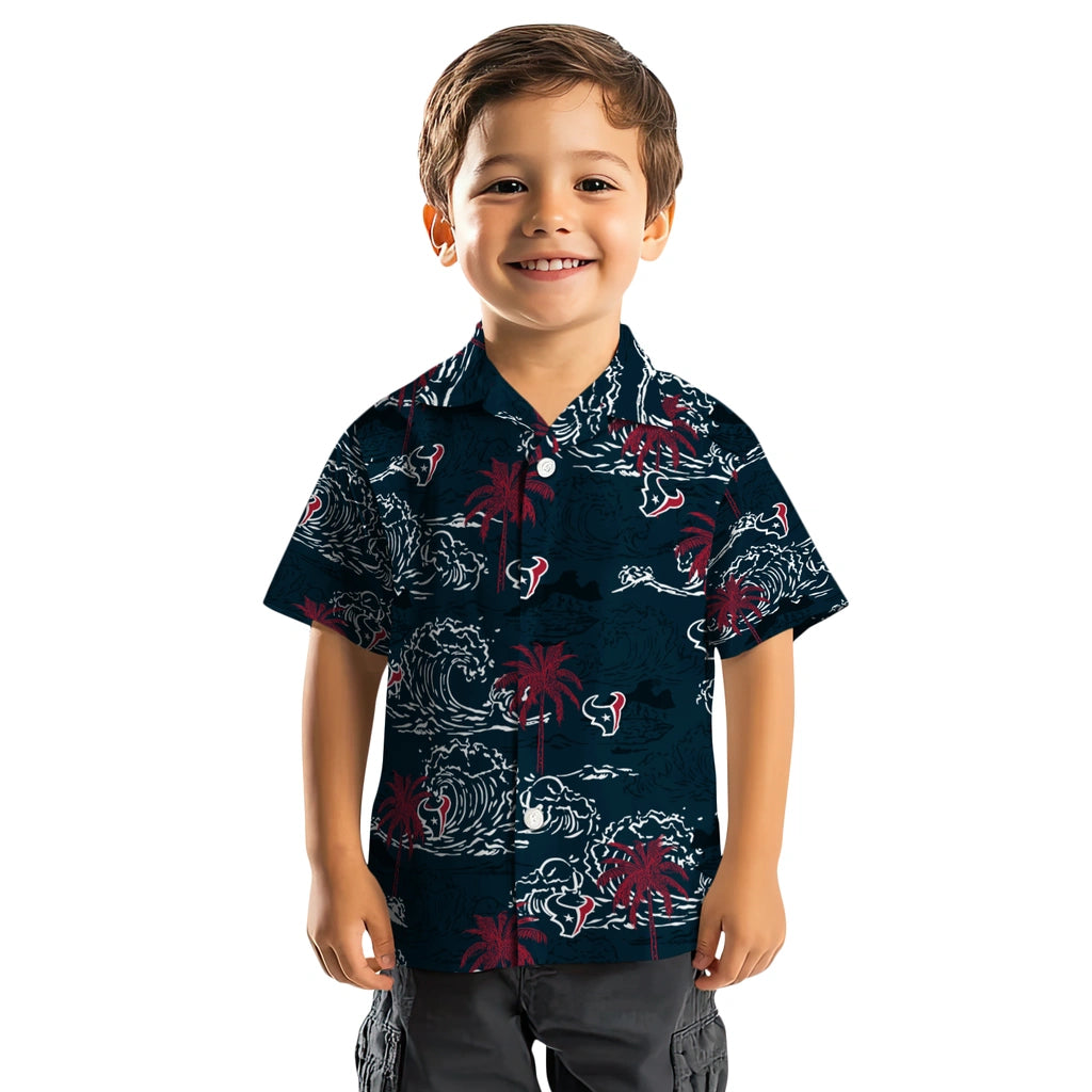 Houston Texans Hawaiian Shirt - Wave Palm | Moonbestprint