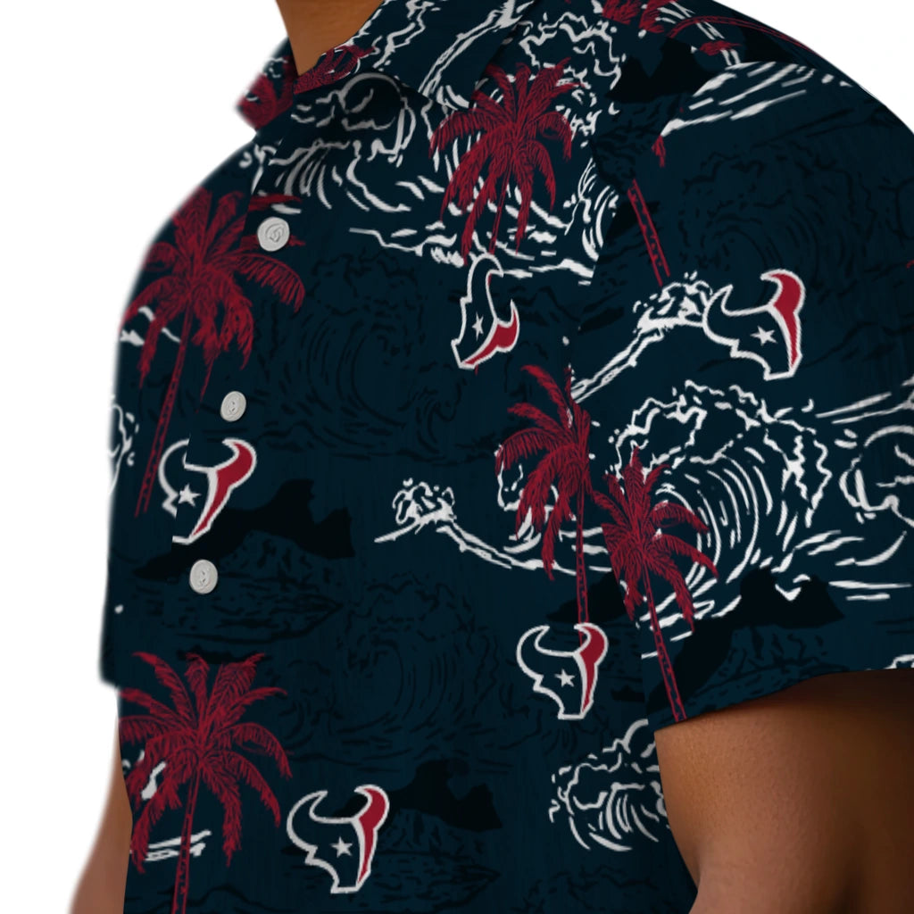 Houston Texans Hawaiian Shirt - Wave Palm | Moonbestprint