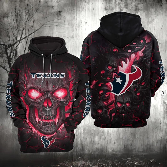 Houston Texans Lava Skull NFL 3D All Over Print Hoodie -Moonbestprint