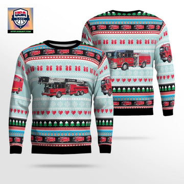 Hudson New York City of Hudson Fire Department Christmas Sweater 3D ? Usalast