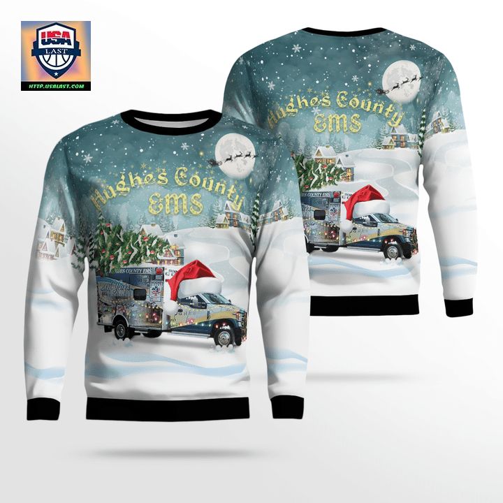 Hughes County Emergency Medical Service AOP Christmas Sweater ? 3N81 ? Usalast