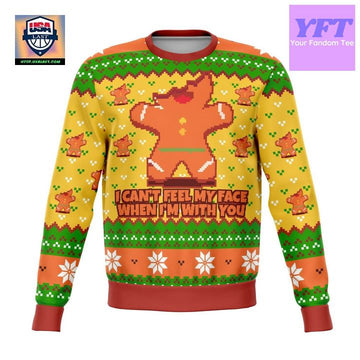I Cant Feel My Face When Im With You Funny 2022 Design 3d Ugly Christmas Sweater ? Usalast