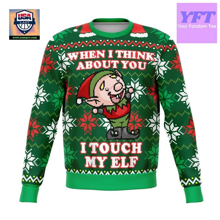 I Touch My Elf Offensive Meme 2022 Design 3d Ugly Christmas Sweater ? Usalast
