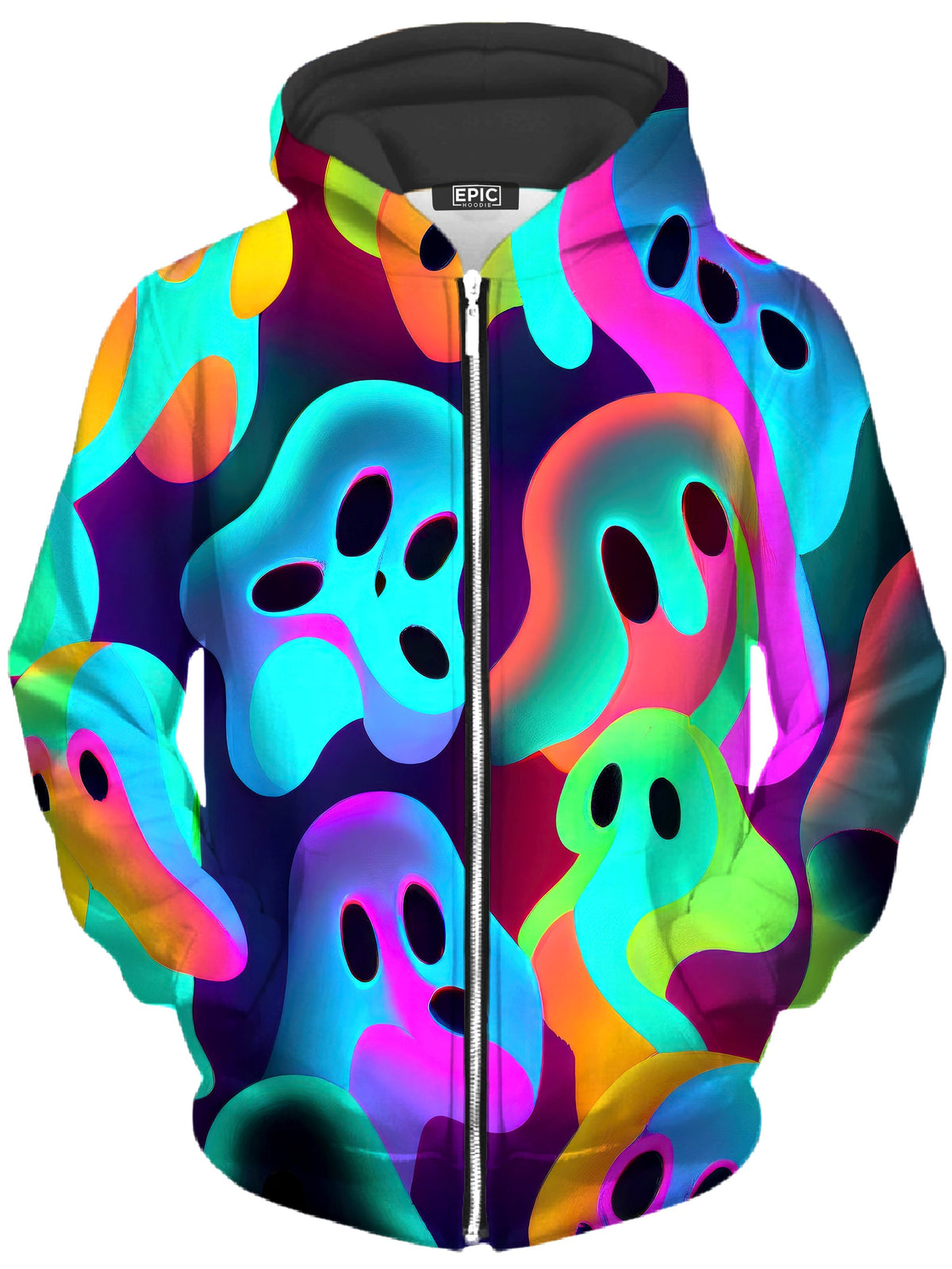 Ghostly Unisex Zip-Up Hoodie -Moonbestprint