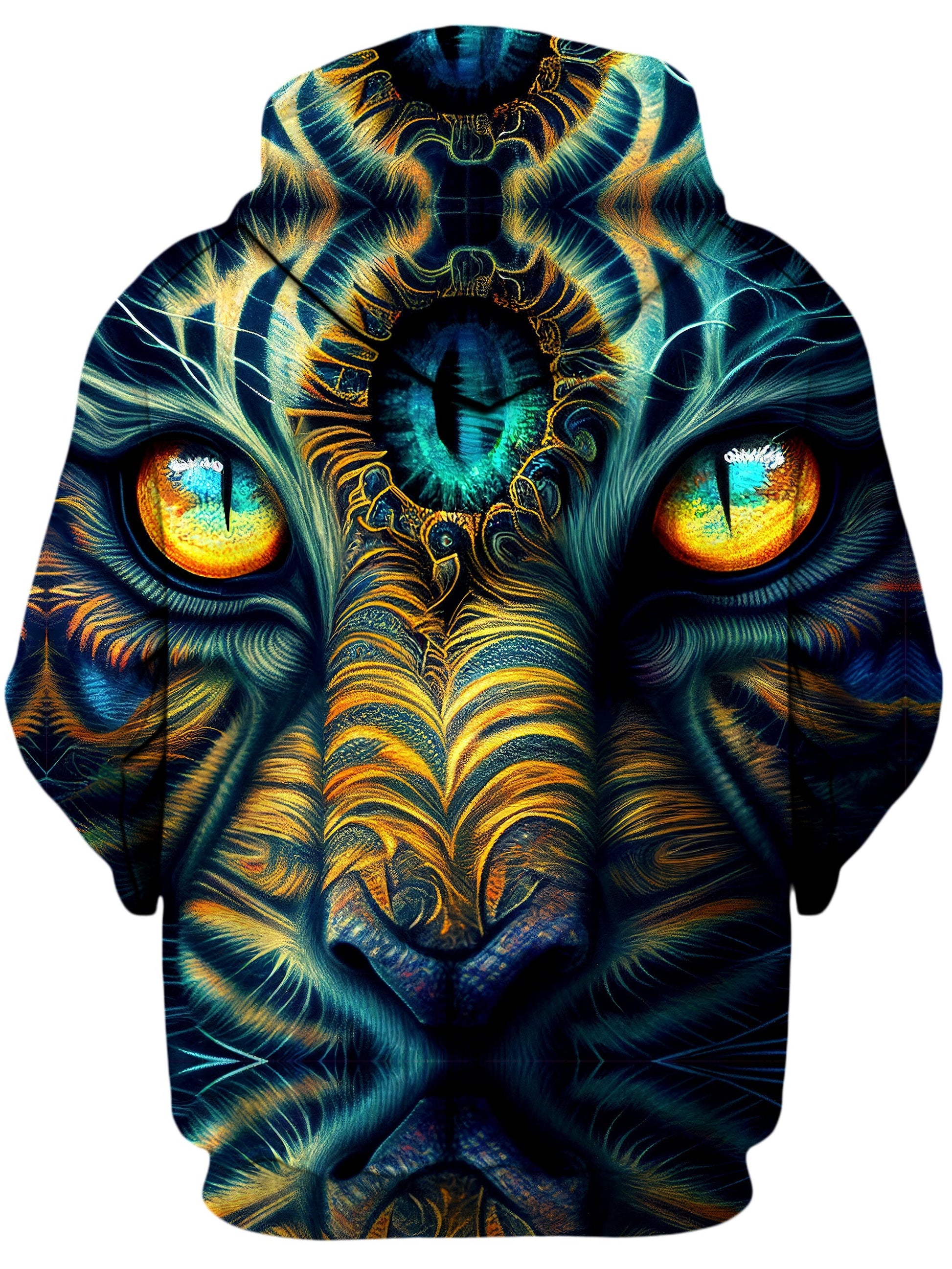 Tiger Eyes Psychedelic Unisex Zip-Up Hoodie -Moonbestprint
