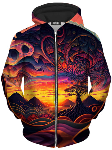 Acid Sunset Unisex Zip-Up Hoodie -Moonbestprint