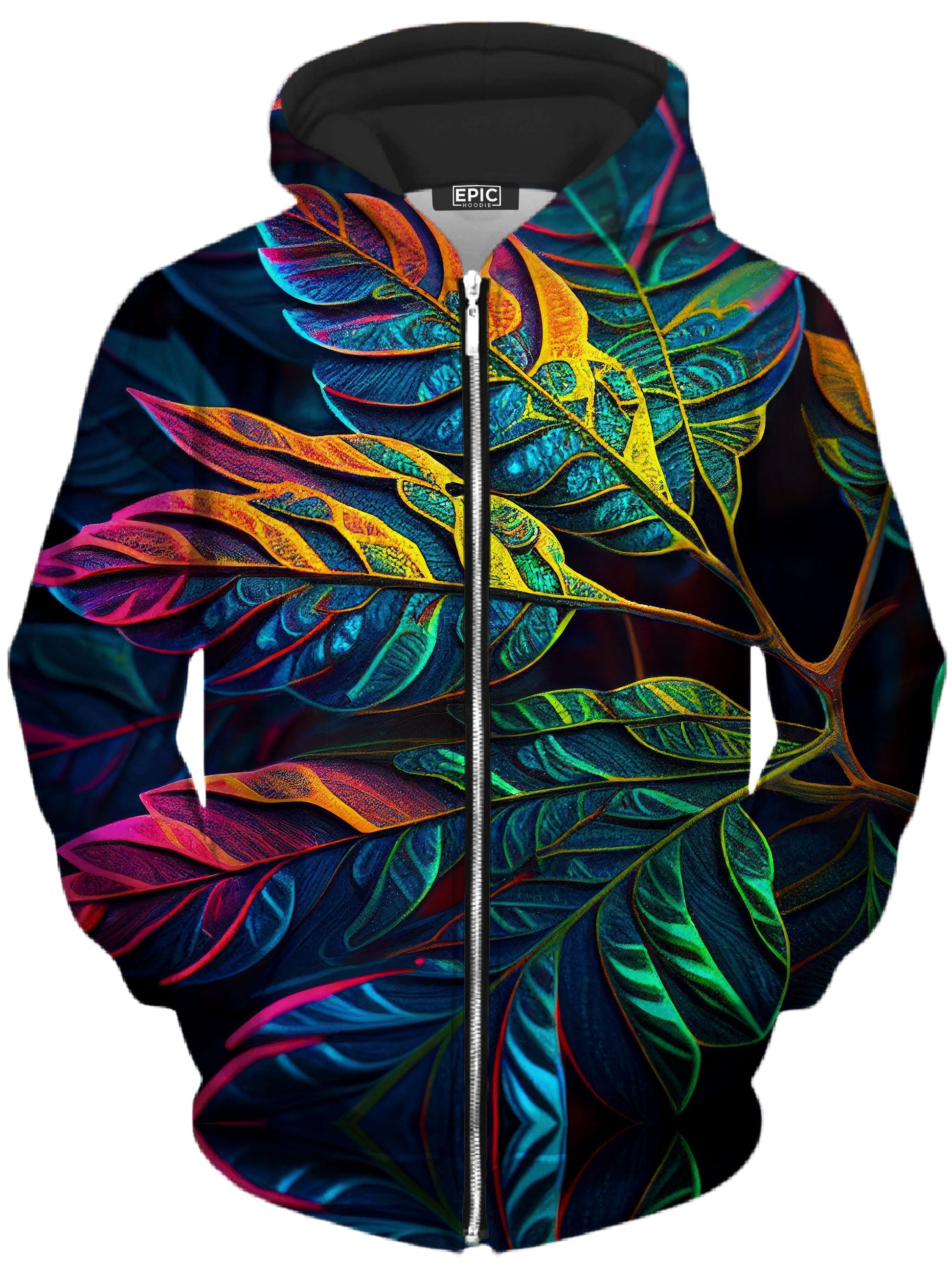 Midnight Floral Unisex Zip-Up Hoodie -Moonbestprint