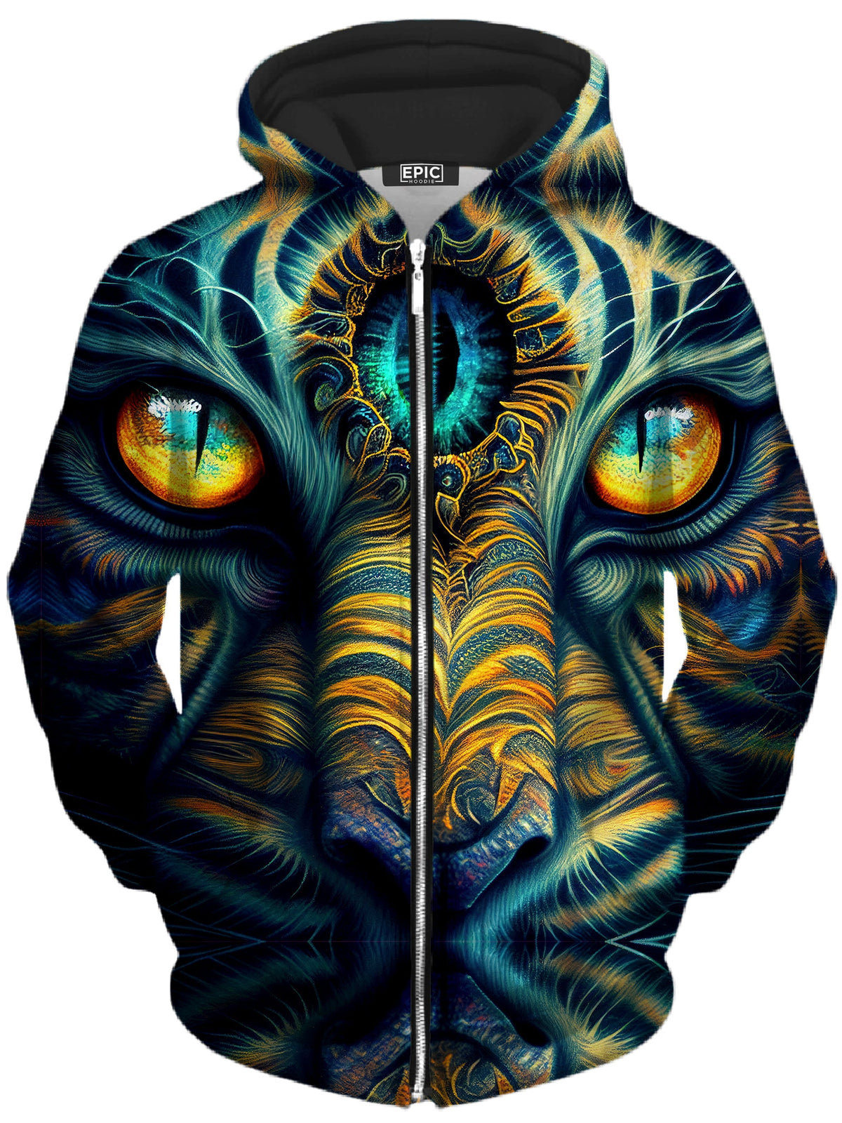 Tiger Eyes Psychedelic Unisex Zip-Up Hoodie -Moonbestprint