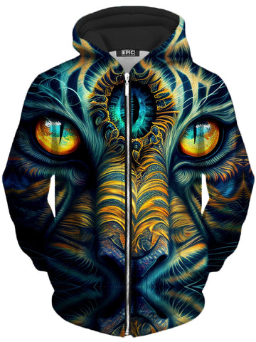 Tiger Eyes Psychedelic Unisex Zip-Up Hoodie -Moonbestprint