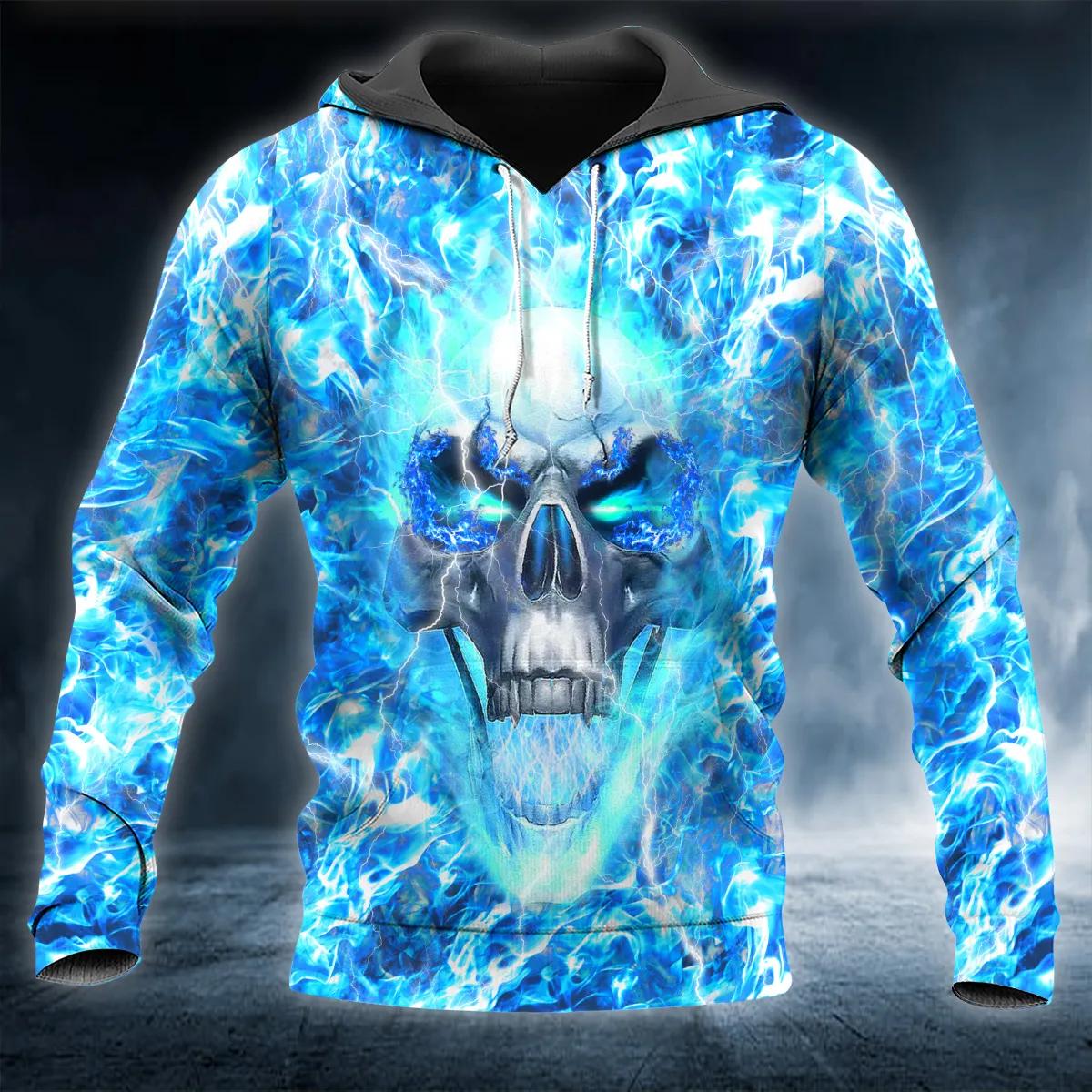 Ice Face Skull 3D All Over Print Hoodie -Moonbestprint