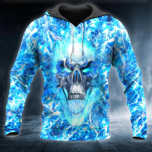Ice Face Skull 3D All Over Print Hoodie -Moonbestprint