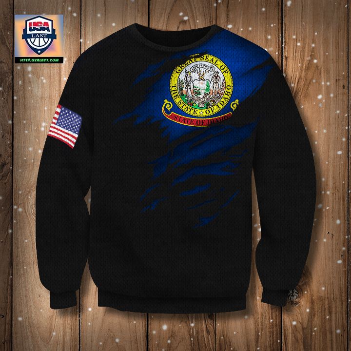 Idaho State Flag Sweater Idaho State ? American Flag Logo Sweater Christmas Gift For Him ? Usalast