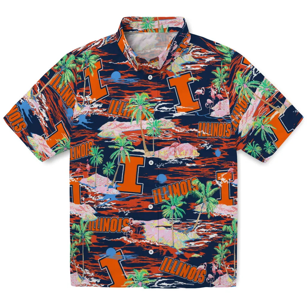 Illinois Fighting Illini Flamingo Retreat 2026 Hawaiian Shirt – Moonbestprint