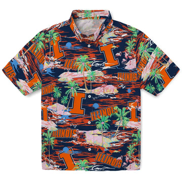 Illinois Fighting Illini Flamingo Retreat 2026 Hawaiian Shirt – Moonbestprint