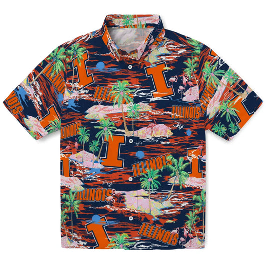 Illinois Fighting Illini Flamingo Retreat 2026 Hawaiian Shirt – Moonbestprint