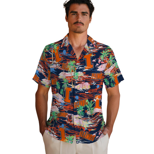 Illinois Fighting Illini Flamingo Retreat 2026 Hawaiian Shirt – Moonbestprint
