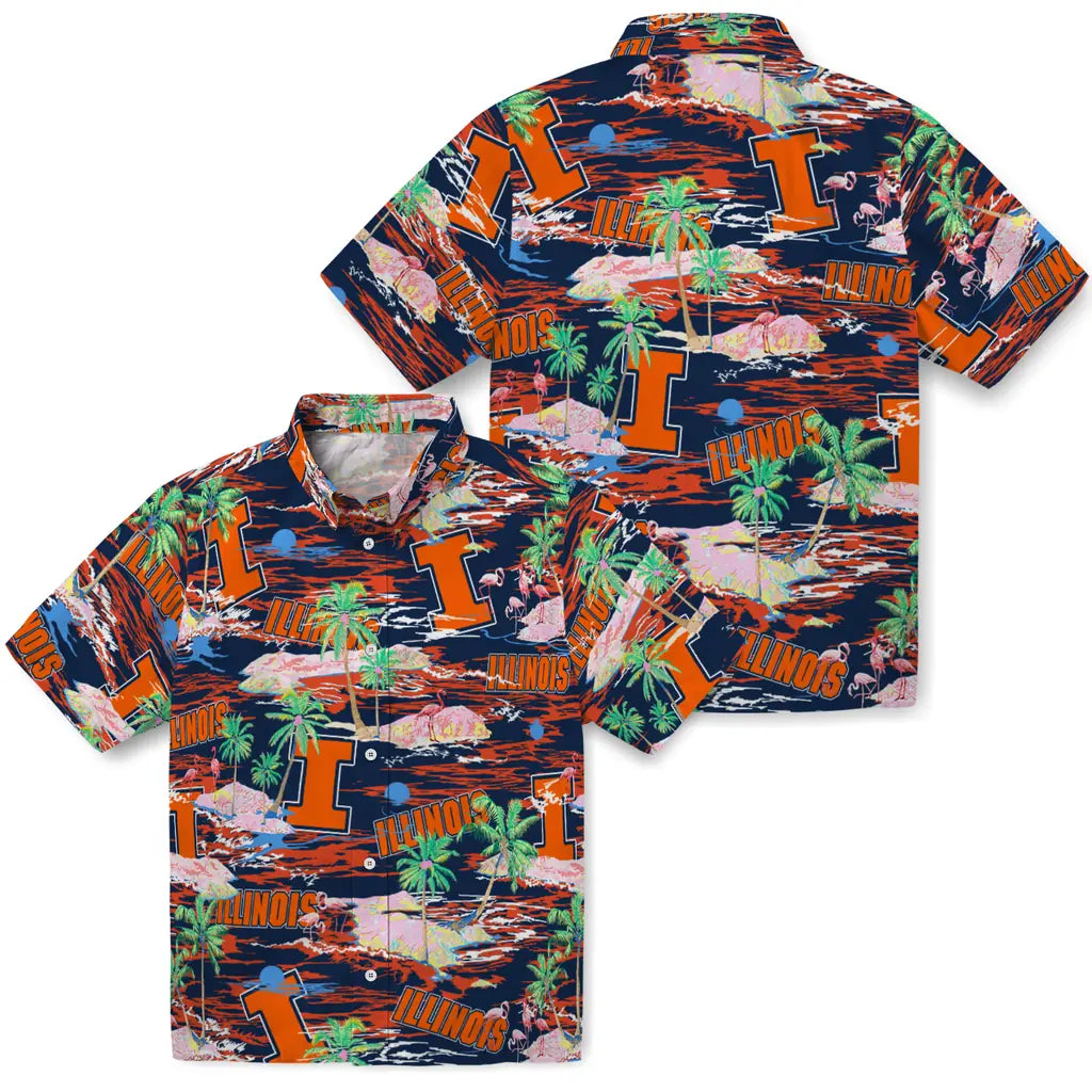 Illinois Fighting Illini Flamingo Retreat 2026 Hawaiian Shirt – Moonbestprint