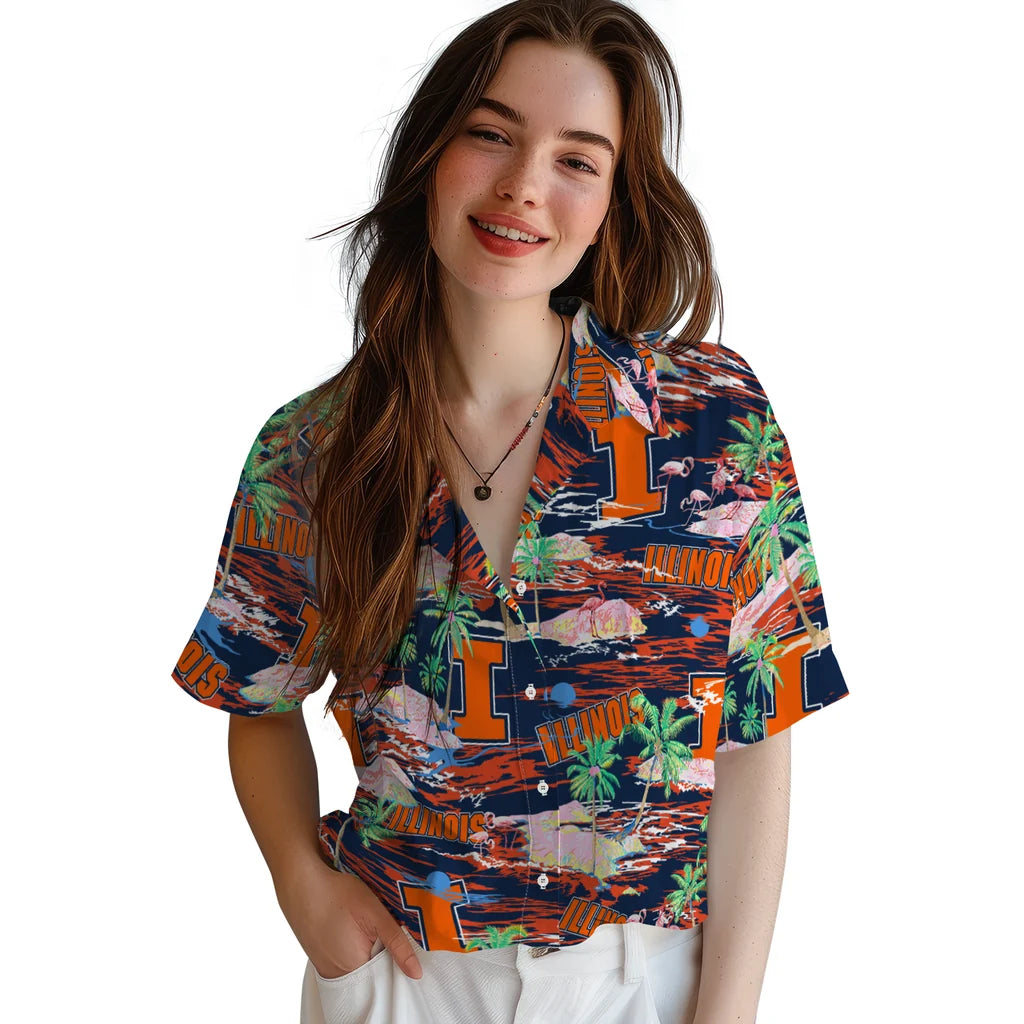 Illinois Fighting Illini Flamingo Retreat 2026 Hawaiian Shirt – Moonbestprint