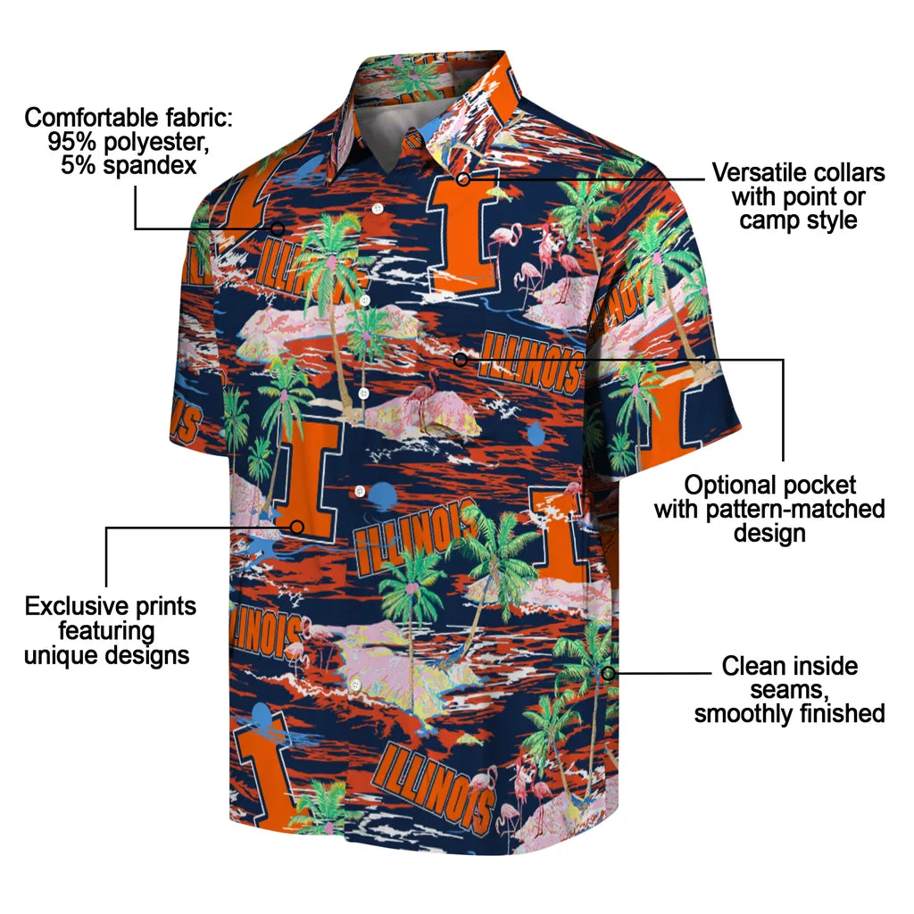 Illinois Fighting Illini Flamingo Retreat 2026 Hawaiian Shirt – Moonbestprint
